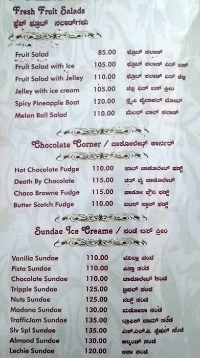 SLV Corner Restaurant menu 