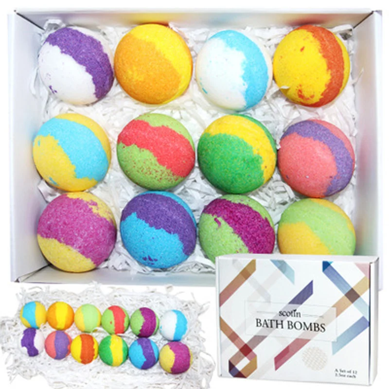 Bombes de bain explosives Coffret cadeau de boules de sel pour un bain relaxant et parfumé. Profitez de l'effervescence et des bienfaits pour la peau.