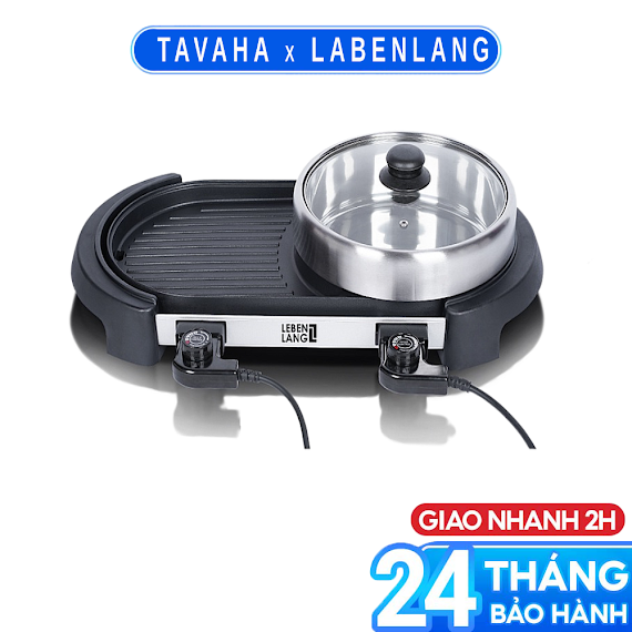 Nồi Lẩu Điện 2 Ngăn Lebenlang Lbtt0805, Bếp Lẩu Nướng 2In1 Lớn Công Suất 2000W, Nhanh Gọn Tiện Lợi - Hàng Chính Hãng