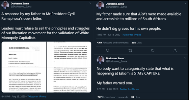 The Twitter account that apparently belongs to the son of former president Jacob Zuma is known for controversy.