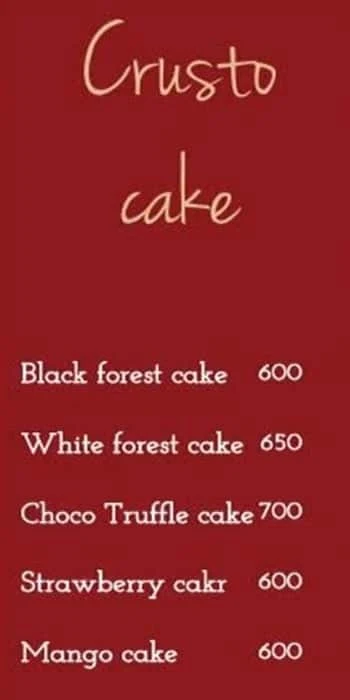 Crusto Cake menu 