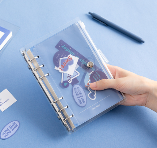 Title 1, PVC transparent removable notebook for reusable...
