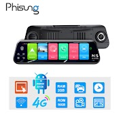 Camera Hành Trình Gương Ô Tô Phisung Z55, 4G, Wifi, 10 Inch - Hàng Chính Hãng