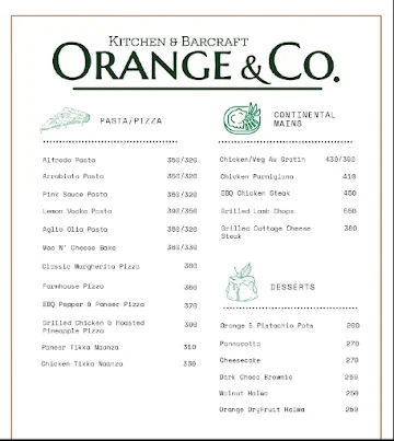 Orange and co menu 