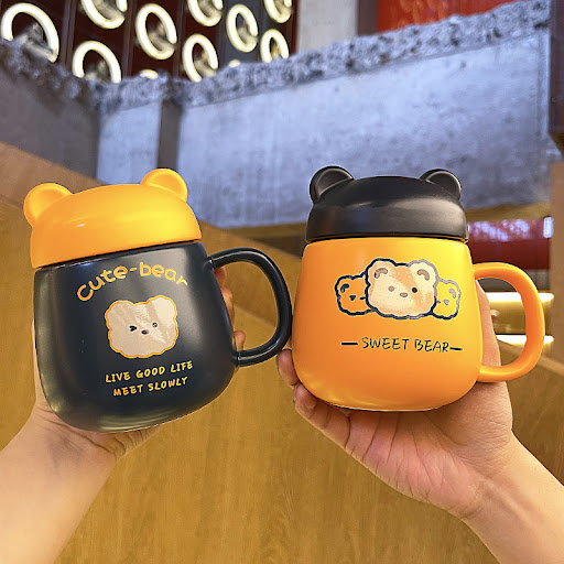 Title 3, Household Cute Bear Ceramic Mug With Lid – Enjo...