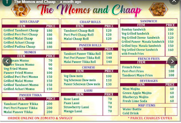 The Momos and Chaap menu 