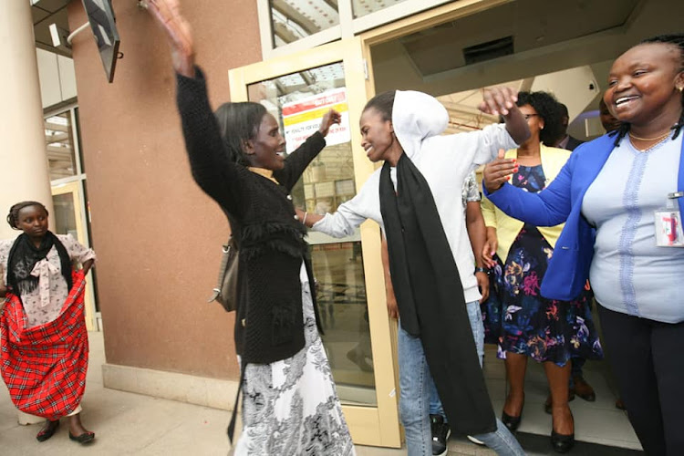 HOME AT LAST: Diana Chepkemoi arriving at JKIA from Saudia Arabia where she was a domestic worker Image: HANDOUT