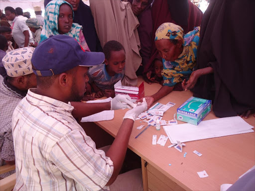 Wajir residents received malaria treatment at Orahey to mark World Malaria Day that was celebrated on SApril 26,2015.Photo File