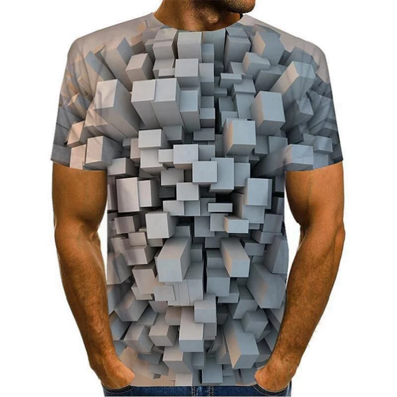 T-shirt da uomo casual con stampa 3D a manica corta, perfetto per un look moderno e confortevole. Traspirante e alla moda, ideale per l'uso quotidiano.
