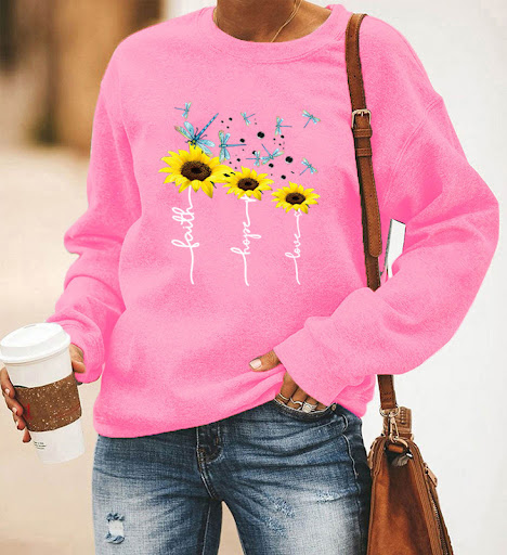 Title 2, Womens dragonfly sunflower print long-sleeved ...