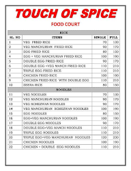 Touch Of Spice Food Court menu 1