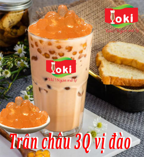 Combo Trân Châu 3Q Vị Đào Yoki 1Kg Và Trân Châu 3Q Vị Cafe Yoki 1Kg