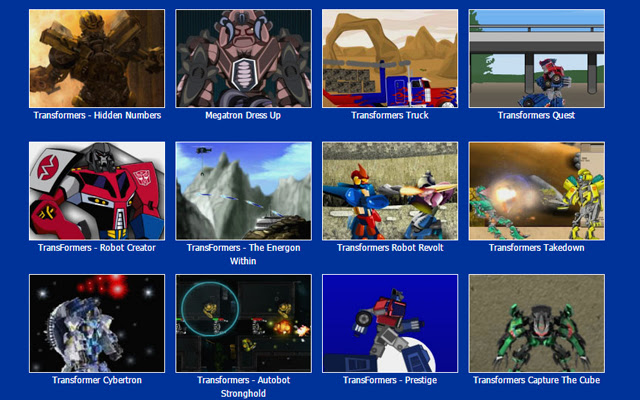 Transformers Games chrome extension