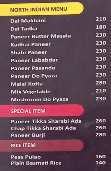 Youth Dosa menu 