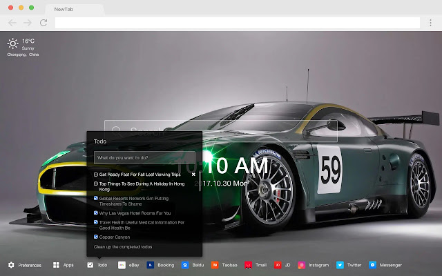 Aston Martin Pop Car HD New Tabs Theme