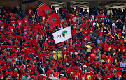 Members of South Africa’s Economic Freedom Fighters party (EFF) attend the funeral of Winnie Madikizela-Mandela in Soweto, South Africa April 14, 2018. 