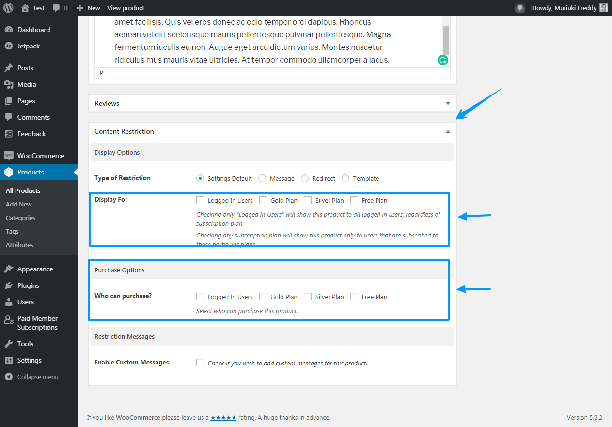 restringir a visualização e compra de produtos woocommerce