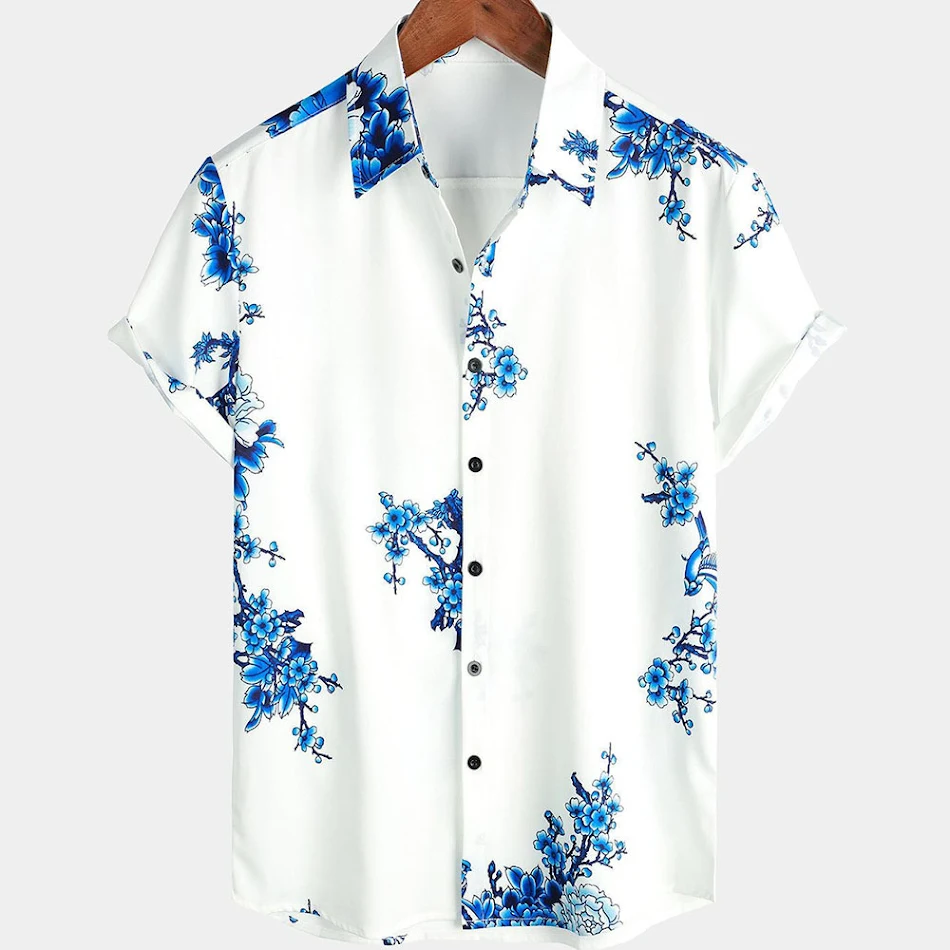 T-shirt homme été à manches courtes, imprimé motif végétal, casual et tendance. Vêtement de qualité supérieure, facile à assortir, pour un look moderne.