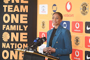 Jessica Motaung announces her appointment to a role at CAF in which she will work in the continental women’s football during a media briefing at Chiefs Village, Naturena.