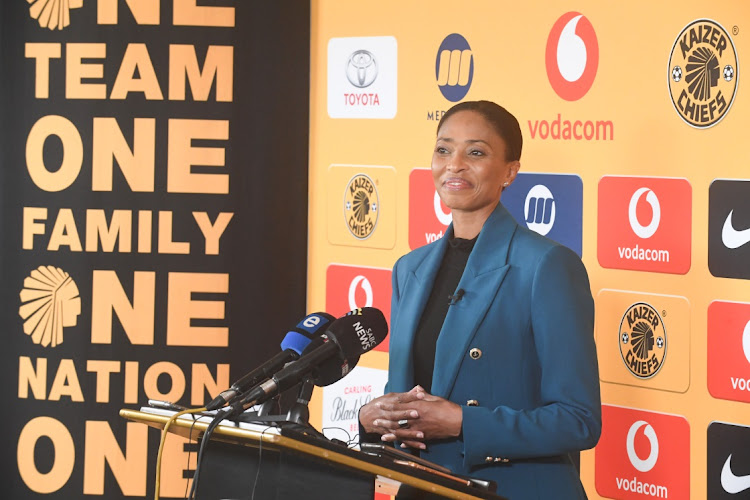 Jessica Motaung announces her appointment to a role at CAF in which she will work in the continental women’s football during a media briefing at Chiefs Village, Naturena.