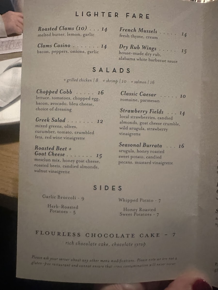 Rod's Tavern gluten-free menu