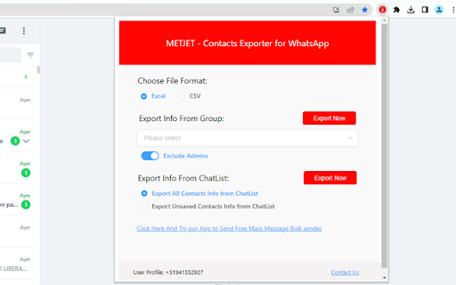 METJET - Export contact free and fast