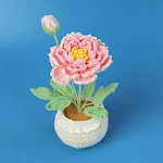 Pink Peony Wool Potted Plant