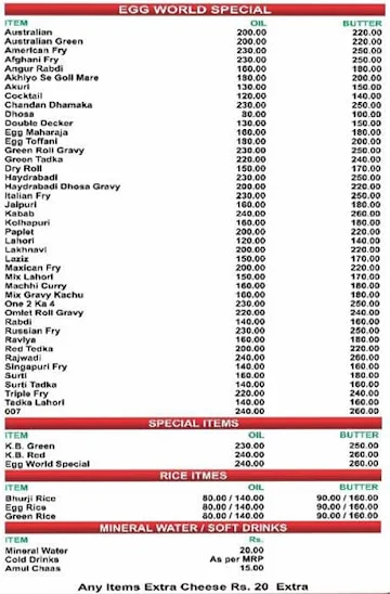 Egg World menu 