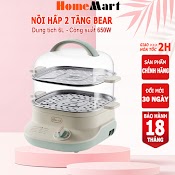 Nồi Hấp Điện 2 Tầng Bear 6L Khay Hấp Inox, Nồi Hấp Xôi, Hấp Bánh Bao, Hấp Đồ Ăn Dặm Cho Bé – Hàng Chính Hãng Bh 6 - 18T