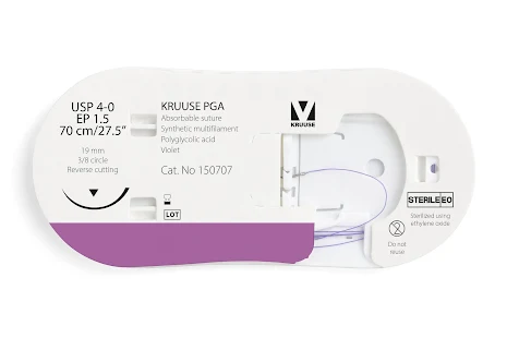 KRUUSE PGA Sutur, USP 4-0/EP 1.5, 70 cm/27.5", violet, 12st