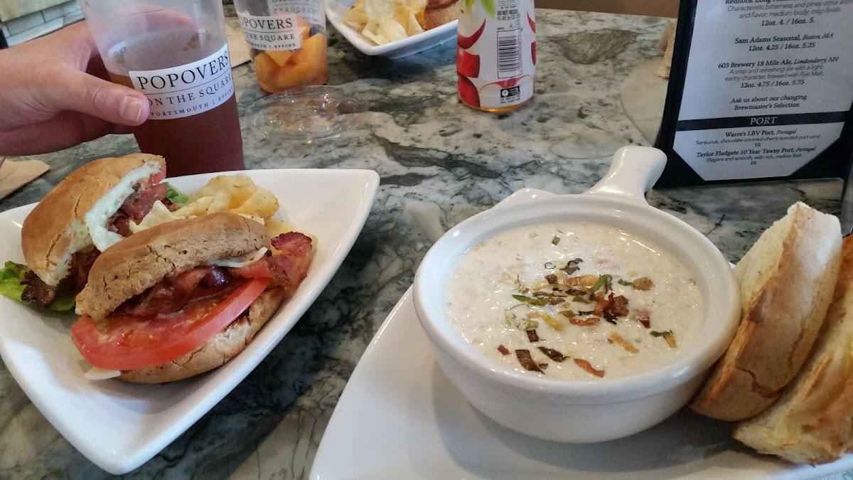 BLT and Corn & Crab Chowder. Yummy!