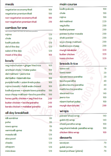 Health Yes! menu 