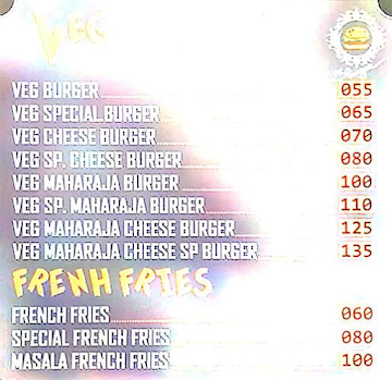 Pk Burger & Kabab Point menu 