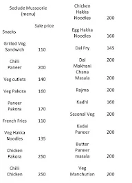 Seclude Mussoorie menu 1