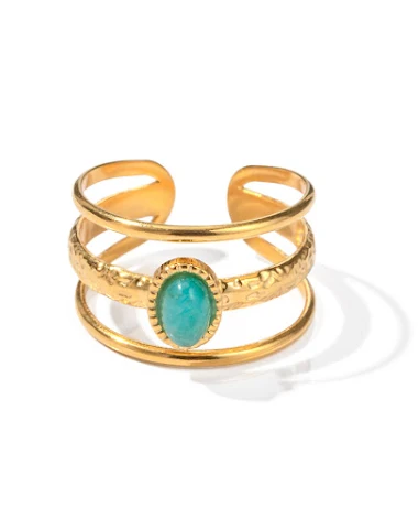 Dames Retro Ring Natuursteen, Betaa - 0
