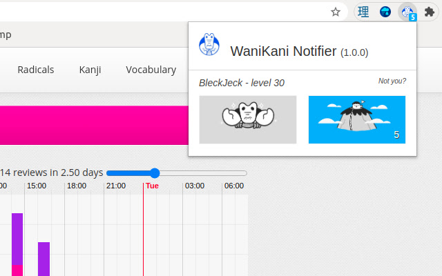 WaniKani Notifier chrome extension