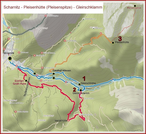  -10 Map Karte Pleisenhütte Nederweg, scharnitz tirol