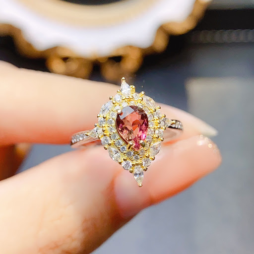 Title 5, Natural Tourmaline Ring S925 Silver Inlaid, Mai...