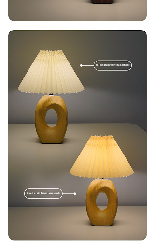 Title 3, Lampe de chevet nordique plissée en céramique v...