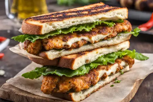 Grilled Chicken Seekh Kabab Cheese Double Decker Sandwich