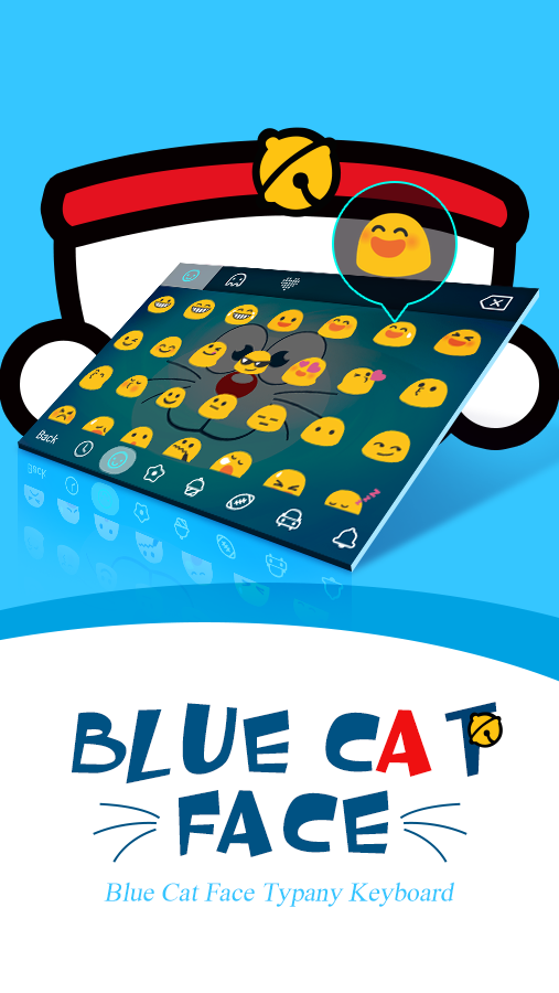 Blue Cat Face Typany Keyboard Screen 2
