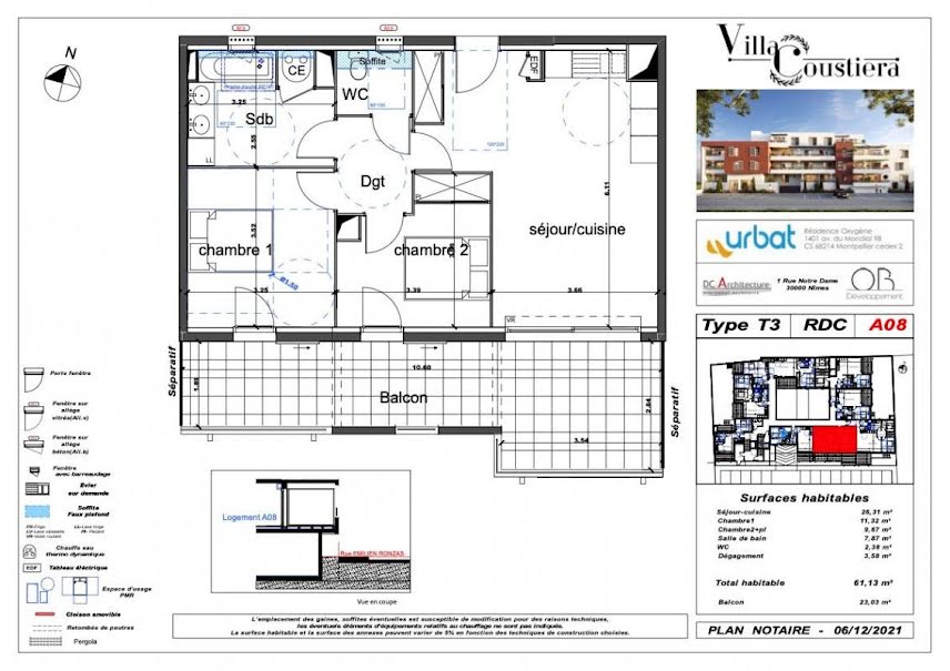 Vente appartement 3 pièces 58.54 m² à Nimes (30000), 227 500 €