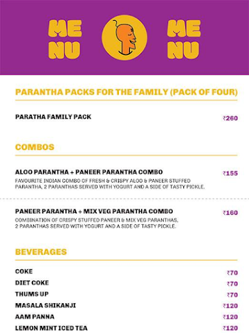 Parantha Pundit menu 