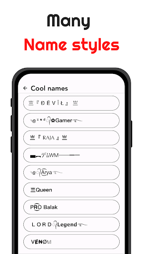 Screenshot Nickname fire : name style app