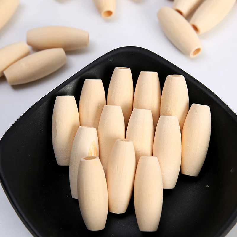 Oval Wooden Bead Pendant Necklace Ornament Accessories Children's Toy Great for Decoration, Play, Gifting and Party Favo