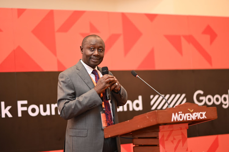 Hesbon Malweyi, Director General Ministry of ICT, Innovation and Youth Affairs speaking during the Google for Startups Black Founders Fund second cohort launch at Movenpick Hotel in Westlands on September 6, 2022.