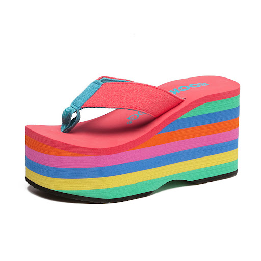 Title 3, Rainbow Platform Sandals Super High Heel Flip-f...