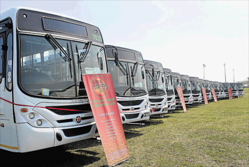 COMFORTABLE TRANSPORT: Some of the new commuter buses handed over by transport MEC Weziwe Tikana yesterday to provide much-needed transport for Mnquma residents Picture: LOYISO MPALANTSHANE