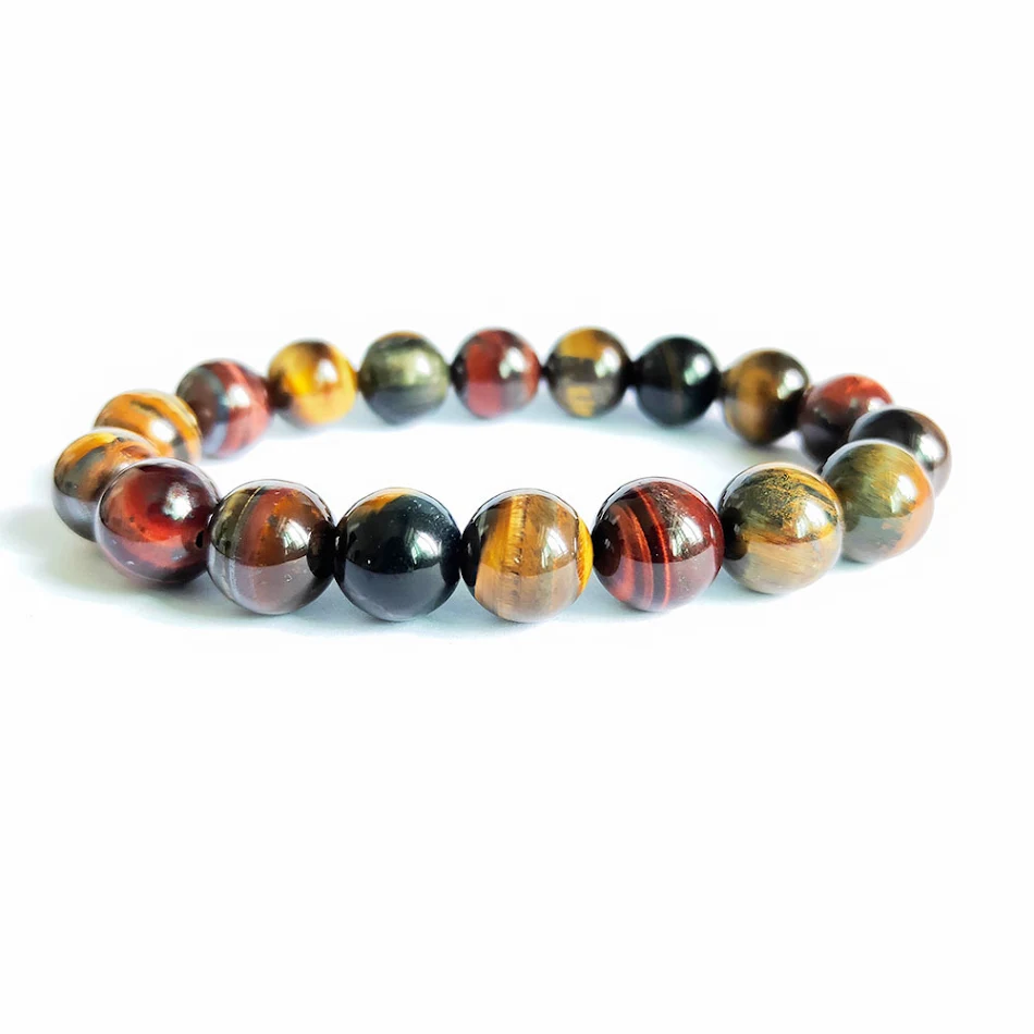 Pulseira Olho de Tigre Tricolor Pedra Natural. Proporciona Equilíbrio, Proteção e Energia Positiva. Atrai Boa Sorte e Harmonia.