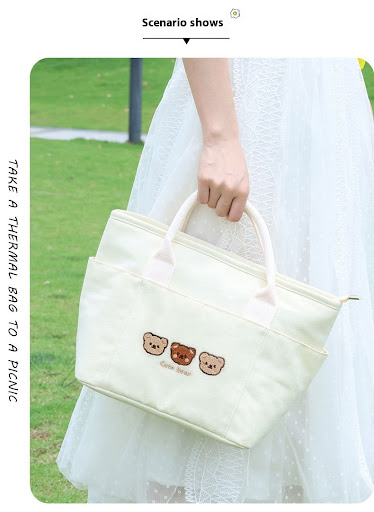 Title 6, Cherry Bear Lunch Box Bag, Portable Office Work...